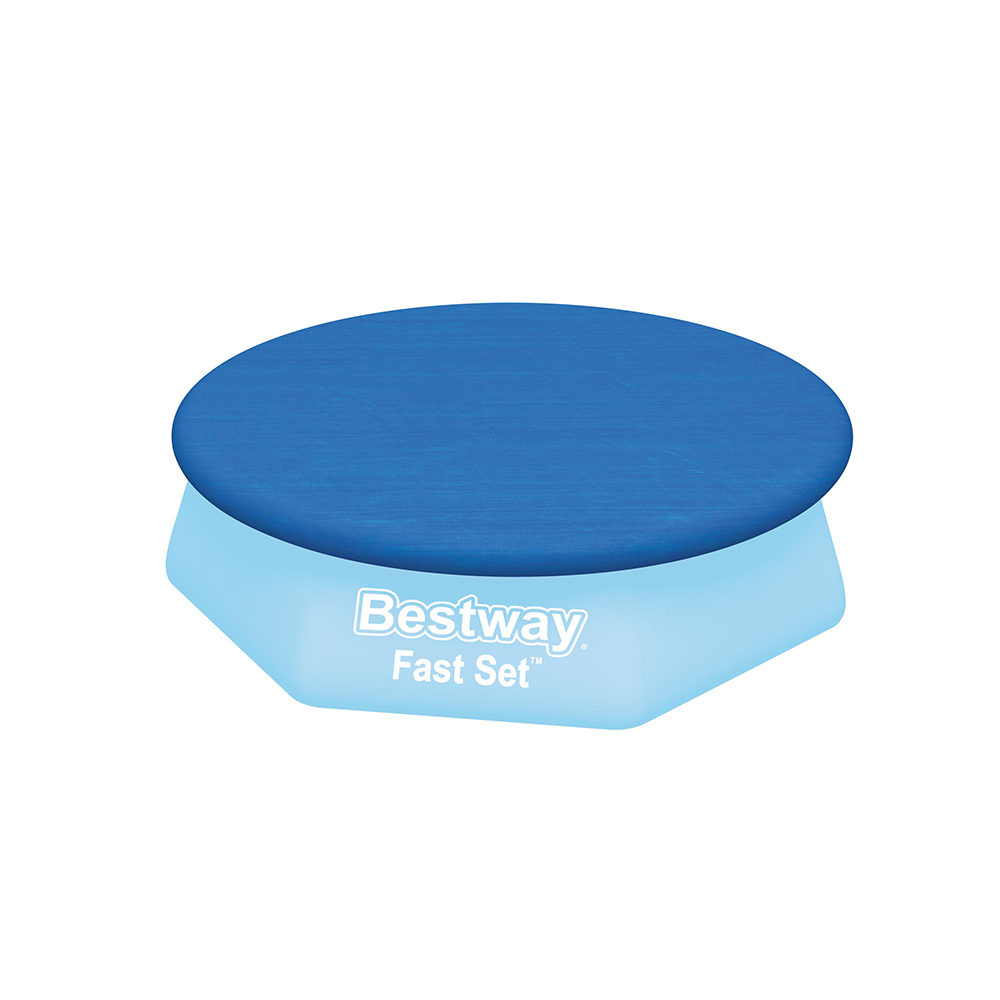 Clark Rubber 8ft 2.44m Fast Set PE Round Swimming Pool Cover w/Drain