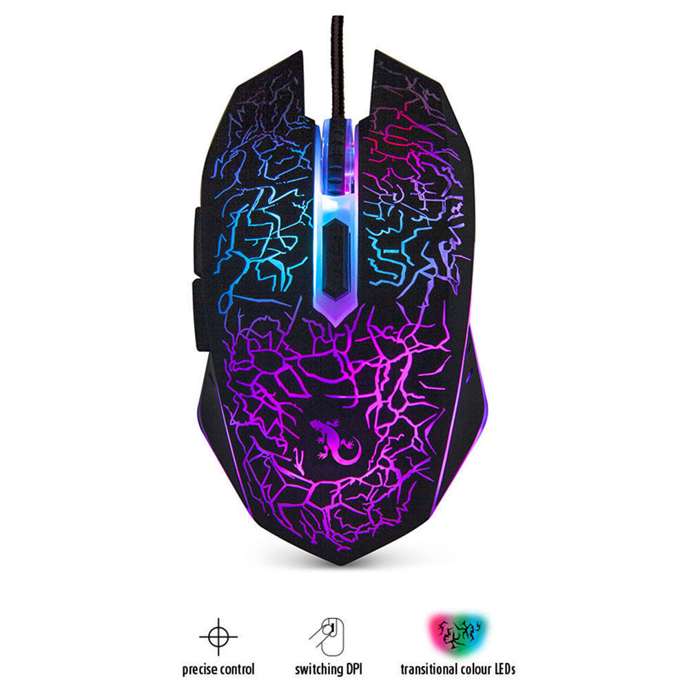 Gecko Gaming Mouse 6D Wired/Optical/Switching DPI Black w/ Changing LED