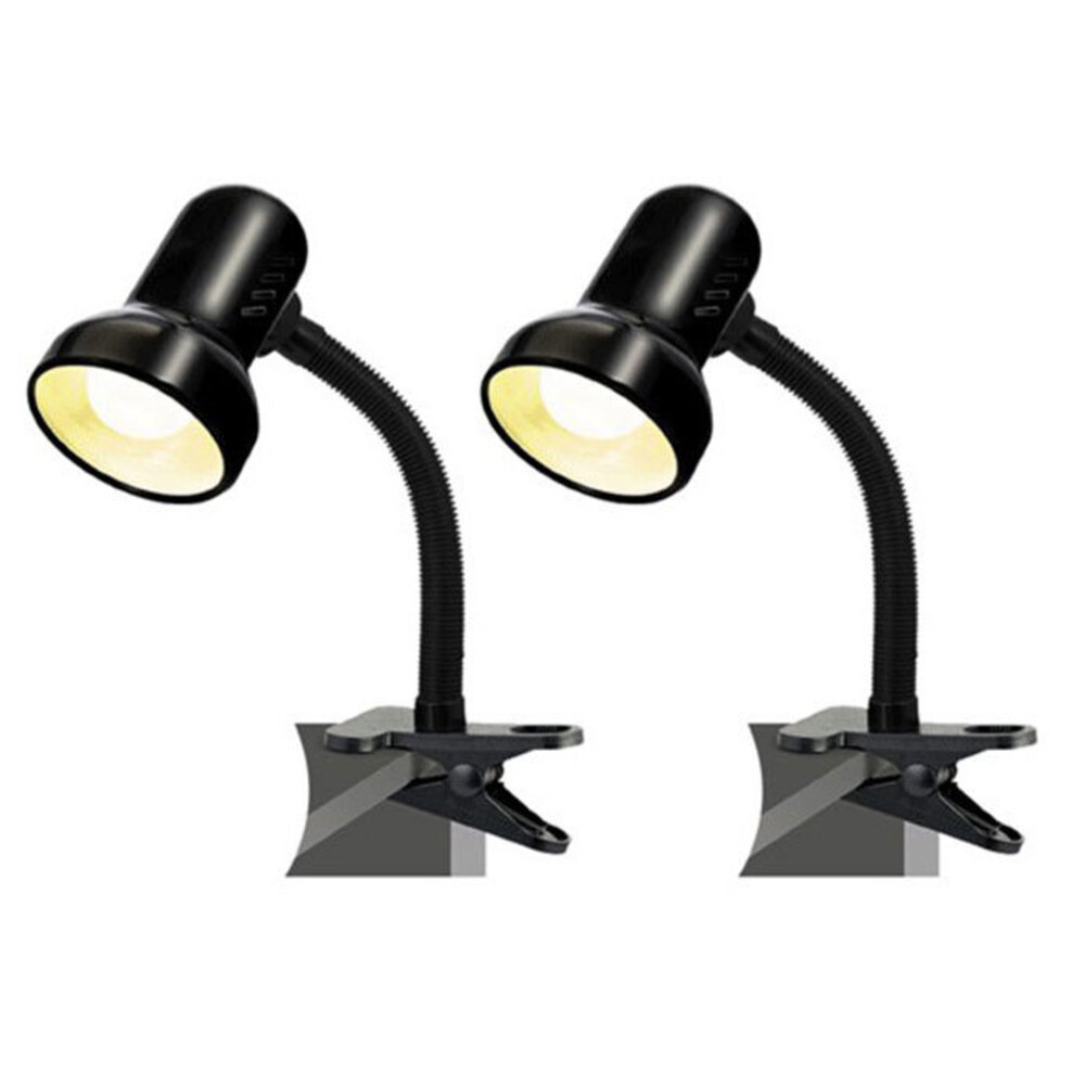 2PK Sansai Black Clip On Clamp Desk Lamp/Light Adjustable ...