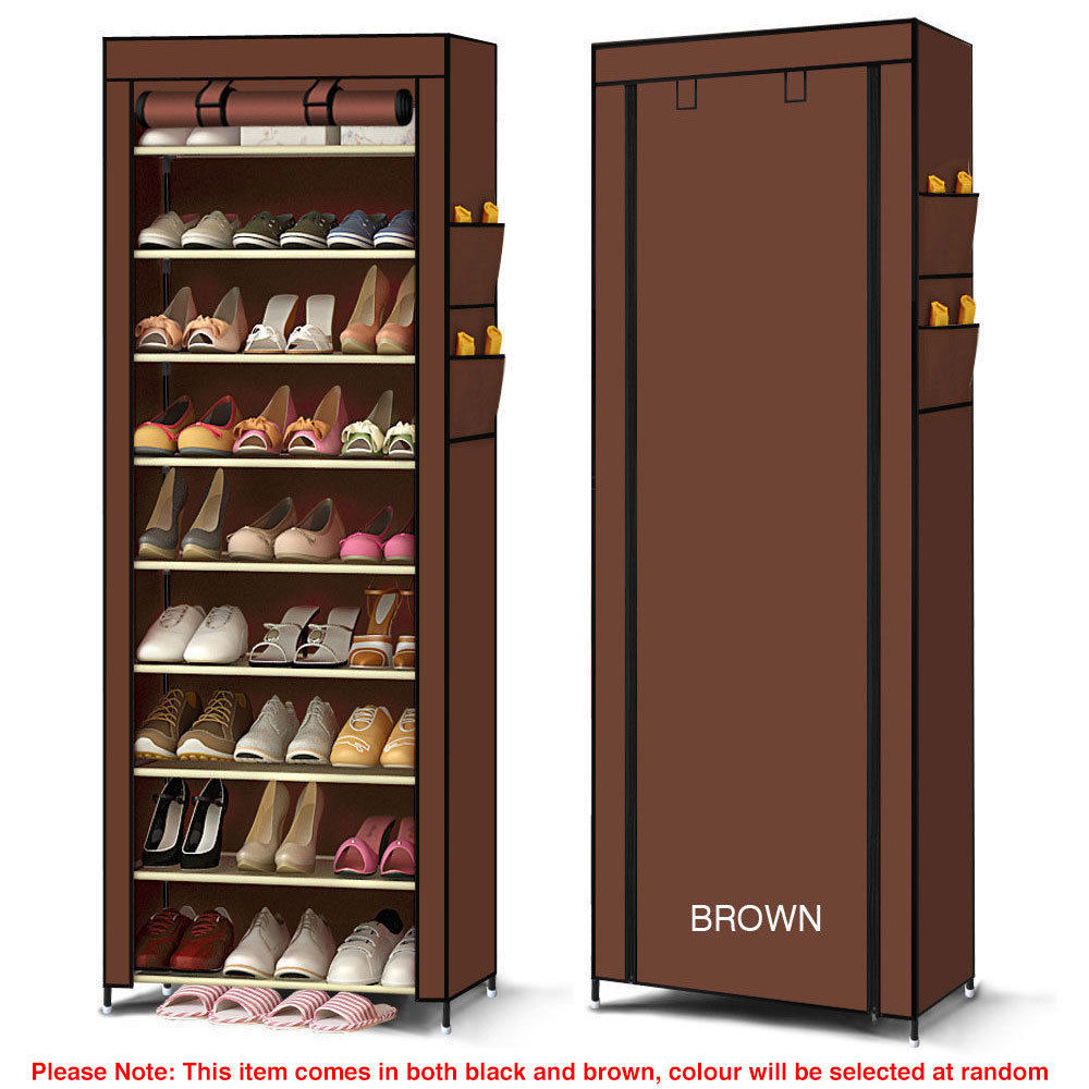 10 Tier Shoe Rack Waterproof Non-Woven Cover Cabinet ...