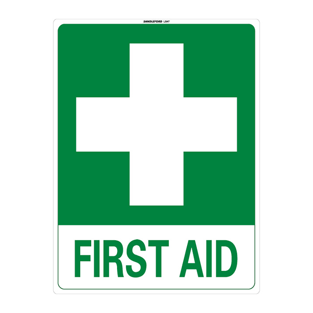 First Aid Large Sign 450x600x1mm Polypropylene - Online | KG Electronic
