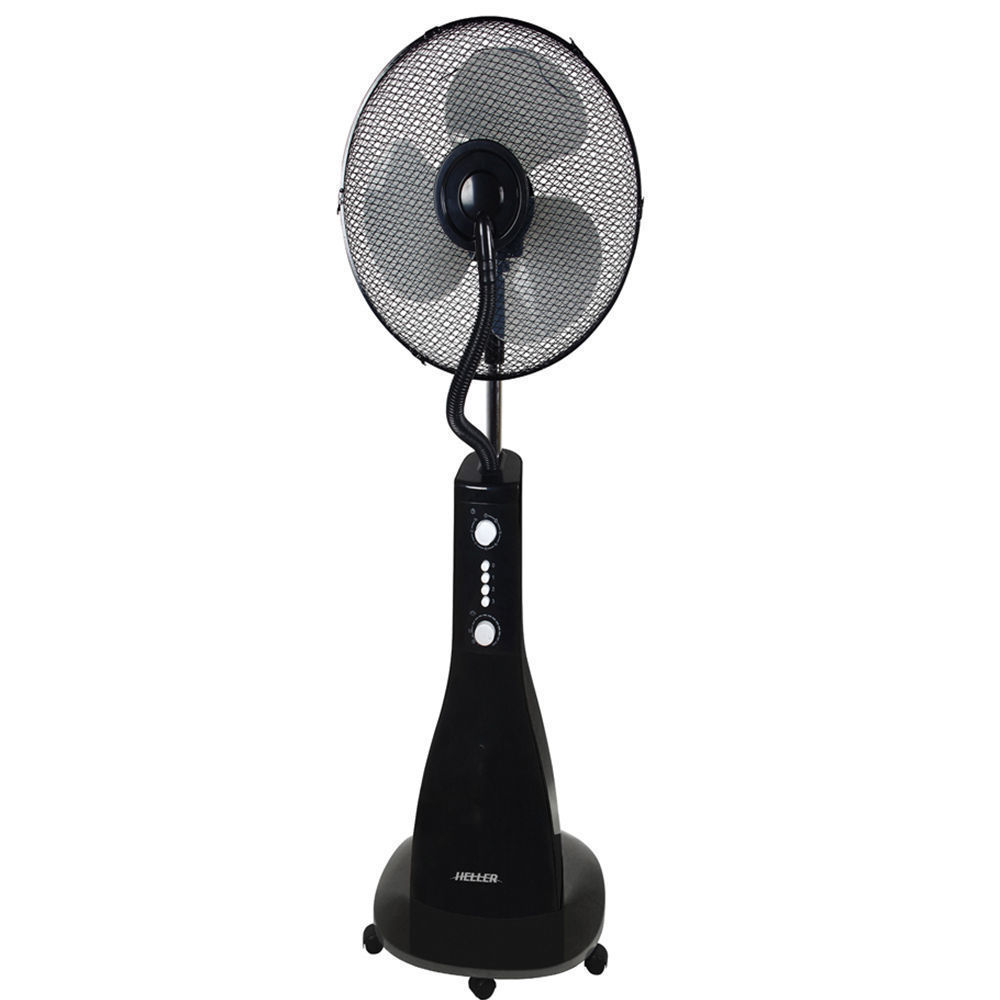 Heller 40cm Black Oscillating Swivel Pedestal Mist Fan/Air Cooler/Water
