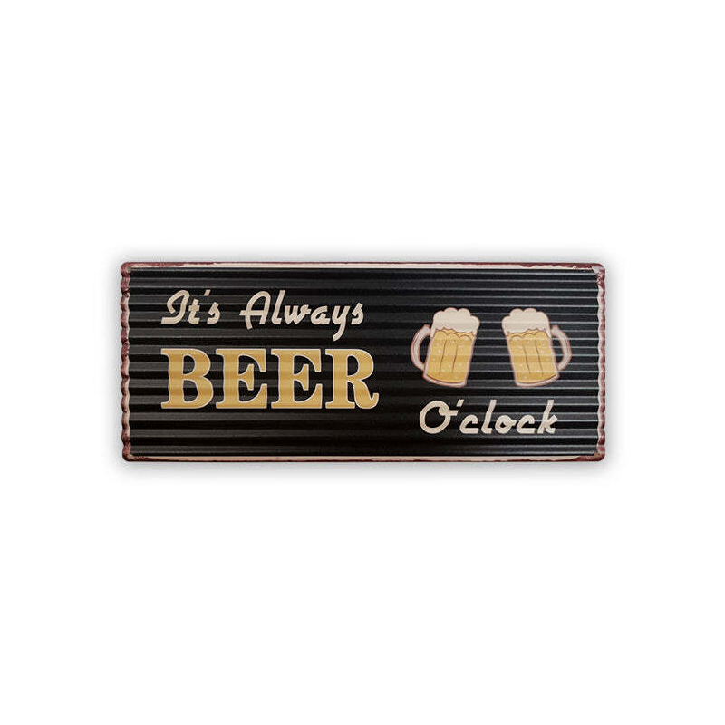 Men's Republic Retro Vintage Style Sign Beer O'Clock Bar Sign 31x13cm