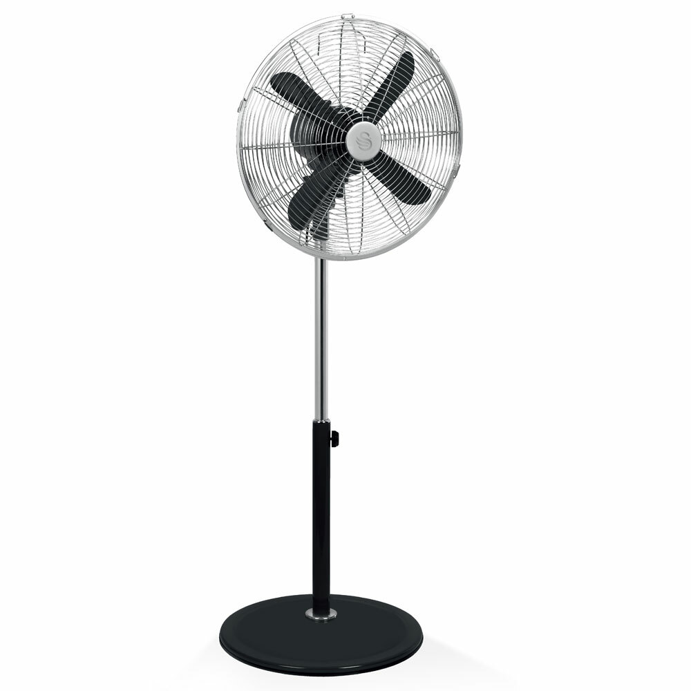 Swan SFA12610GRN 3 Speed Settings Retro 16 Inch Stand Fan with Metal Blades Grey Oscillation and Tilt Function Low Noise 