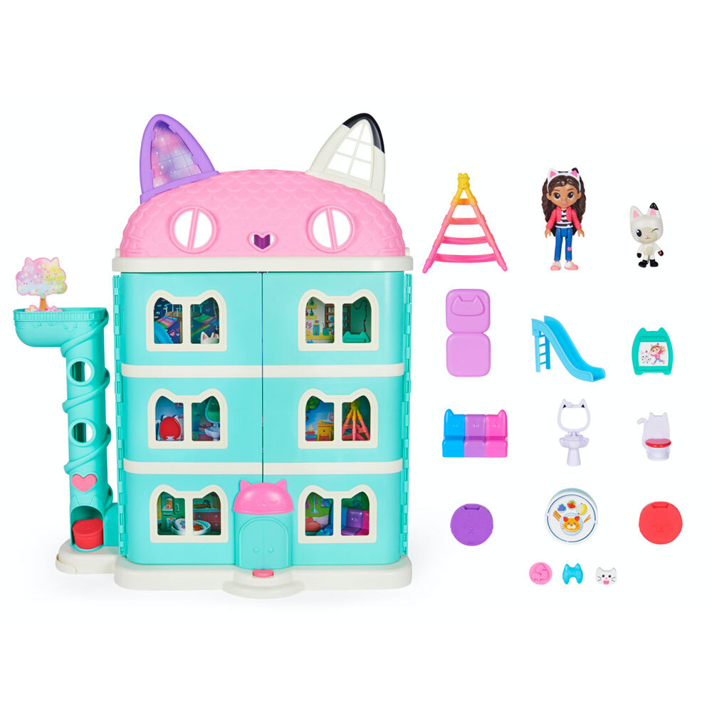 Gabby's Dollhouse, Purrfect Dollhouse avec 2 figurines jouets, 8 meubles, 3  accessoires, 2 boîtes surprises et sons, jouets pour enfants à partir de 3  ans Gabby's Dollhouse 