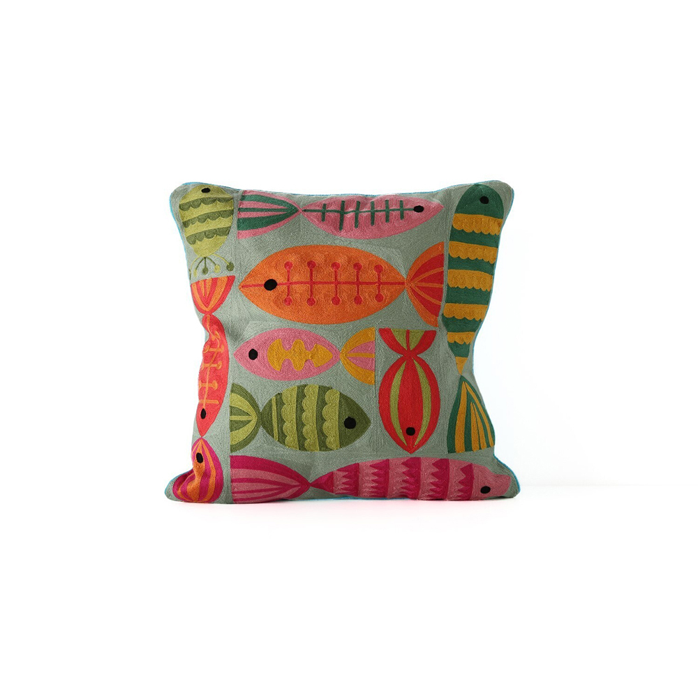 Rayell Embroidered Zara Fish 50x50cm Indoor Cotton Cushion Online