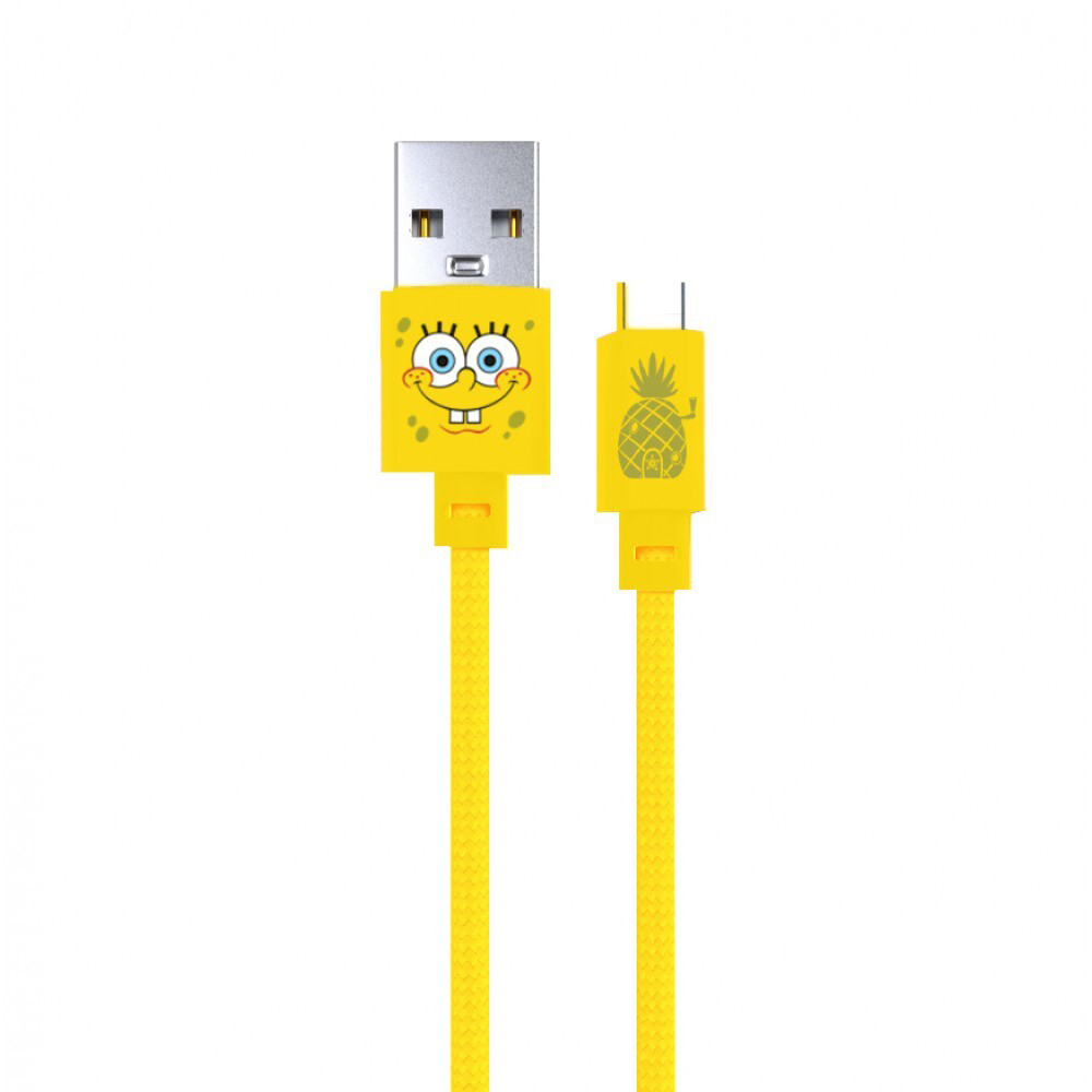 SpongeBob Sponge Male USB-A to USB-C Charging Cable 1m - Yellow ...