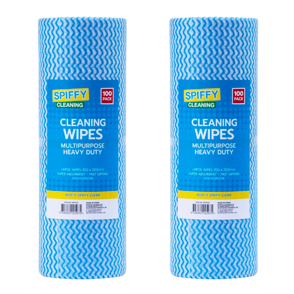 2x 100pc Spiffy Cleaning Multipurpose Cleaning Dry Polyester Wipes Online KG Electronic