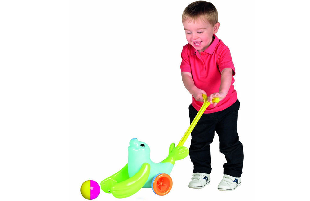 TOMY Play to Learn Neil the Seal Push Along catching ball Toy for kids