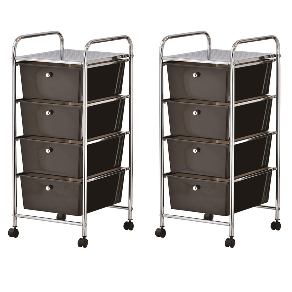 2x Boxsweden Home Office Organiser 4 Drawers Storage Metal Trolley