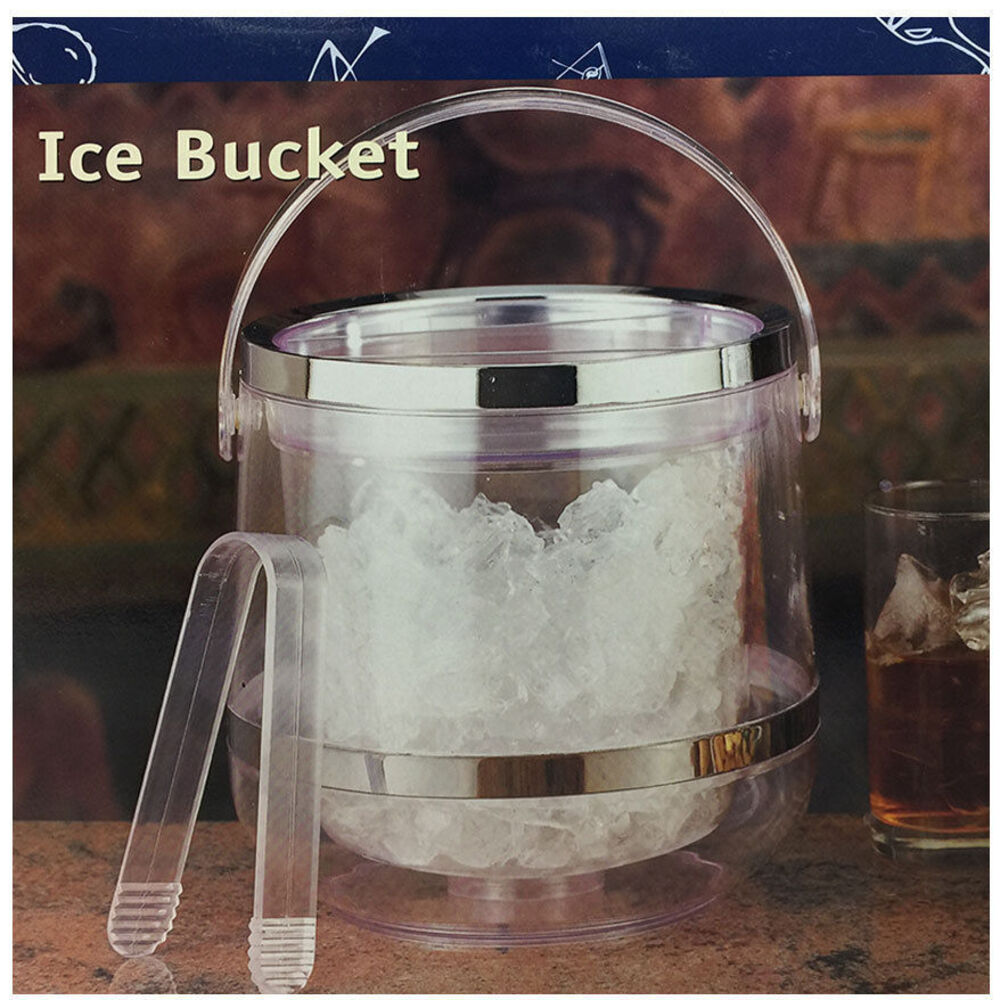 Ice Bucket Double Wall Acrylic Wine/Beer/Champagne/Bottle Cooler w/ Lid