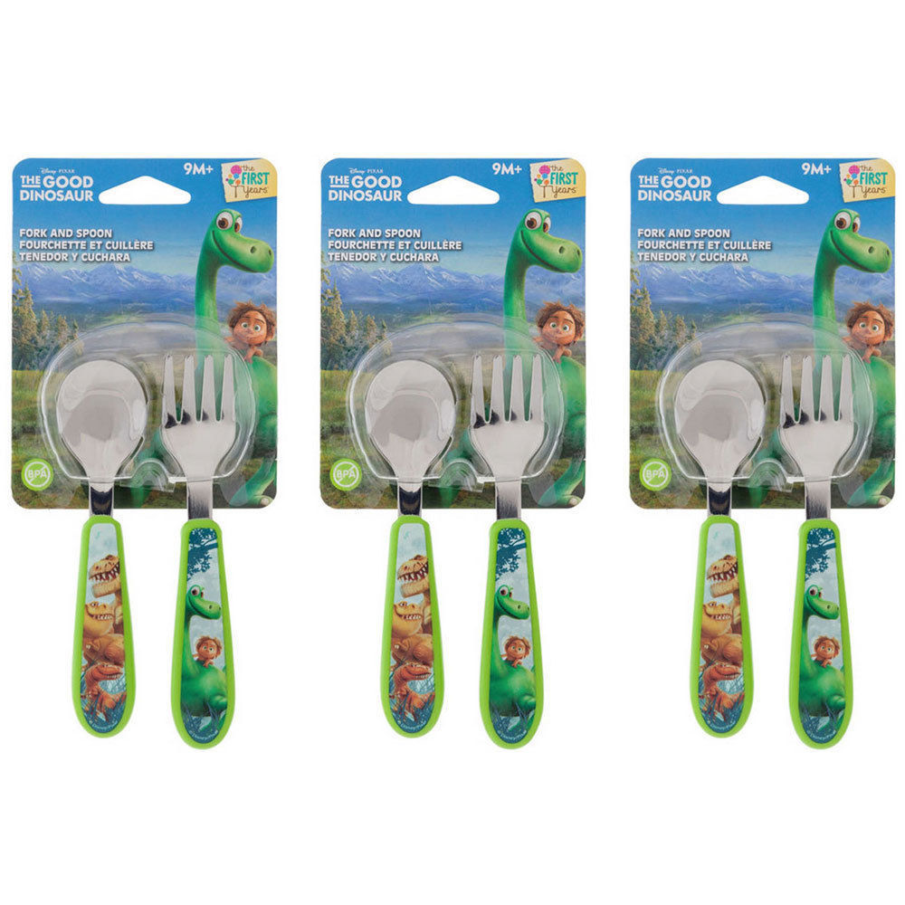 3PK Disney The Good Dinosaur Kids/Baby Fork/Spoon Cutlery Set Toddler