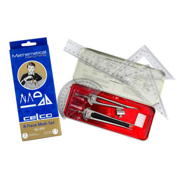 8pc Celco Mathematical Instruments Study Set