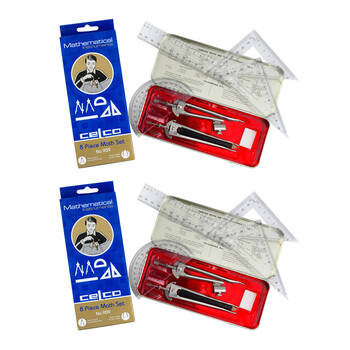 2x 8pc Celco Mathematical Instruments Study Set