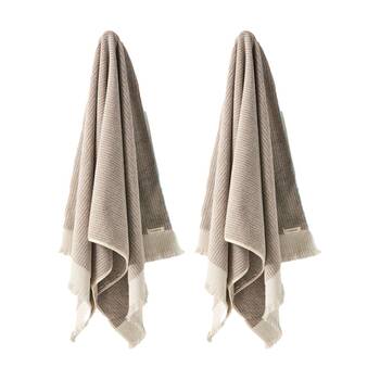 2PK Linen House 580GSM Alara Rust Red & Blue Stripe Bathroom Bath Towel 69x139cm