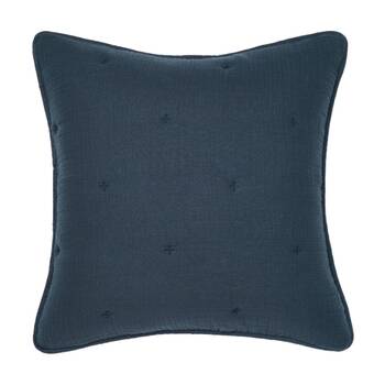 Linen House Somerset Navy Blue Cotton Muslin European Pillowcase 65x65cm