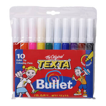 10pc Texta Bullet Tip Colouring Pens