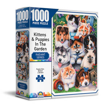 1000pc Crown Kittens & Puppies In The Garden Radiant Series Puzzles