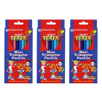 3x 10pc Texta Maxi Triangular Colouring Pencils