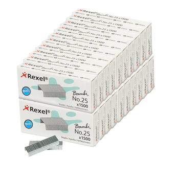 20x 1500 Rexel No.25 Bambi Staples