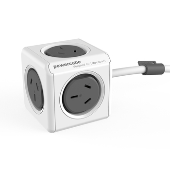 Grey Powercube 5 Socket Mountable Power Board w/1.5m Cord
