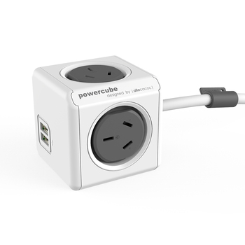 Grey Powercube 4 Socket Mountable Power Board