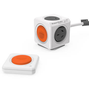 Grey Powercube 4 Socket Mountable Power Board w/ Remote