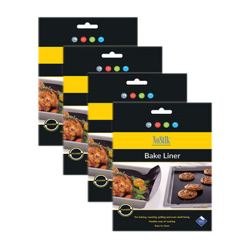 4x Nostik Regular Reusable 36cm Bake Liner Non-Stick Mat Black