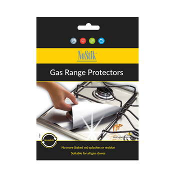 4PK Nostik Reusable 27cm Gas Range Protector Set - Silver