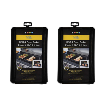 2x Nostik Reusable 28x18cm Non-Stick BBQ Tray Regular - Black