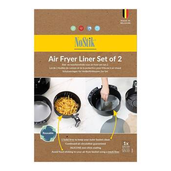 2pc Nostik Silicone+Fibreglass Dual Basket Air Fryer Liner Round Grey