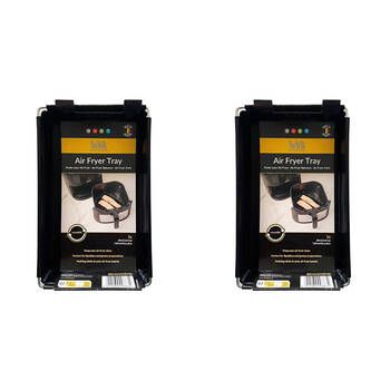 2PK Nostik Reusable Non-Stick Kitchen Air Fryer Tray 20x12.5cm Black