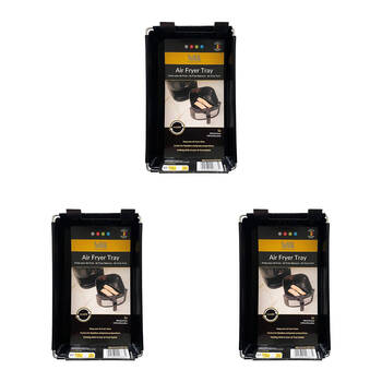 3PK Nostik Reusable Non-Stick Kitchen Air Fryer Tray 20x12.5cm Black