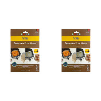 2x 2pc Nostik Reusable Kitchen Silicone Fibreglass Square Air Fryer Liner 24.5cm