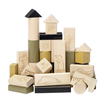 40pc Micki Premium Wooden Building Blocks Toy Kids 12m+