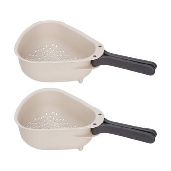 2PK Joseph Joseph Droplet Large Kitchen Colander W/ Folding Handle Cream