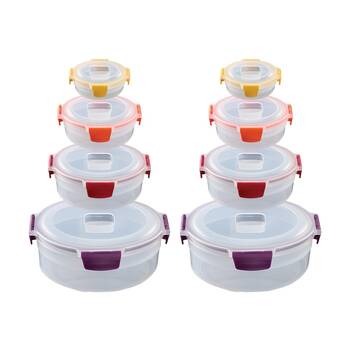 2x 4pc Joseph Joseph Nest Lock Round Airtight Food Container Set Multicolour