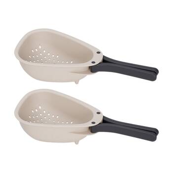 2PK Joseph Joseph Droplet Mini Small Kitchen Colander W/ Folding Handle Cream
