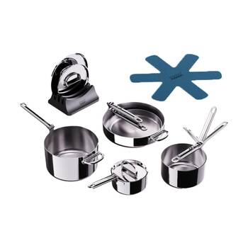 5pc Joseph Joseph Space Saving Induction Cookware Set W/ Foldable Handle Steel