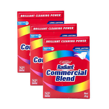 3PK Cussons Radiant Commercial Blend Front/Top Loader Laundry Powder 2kg