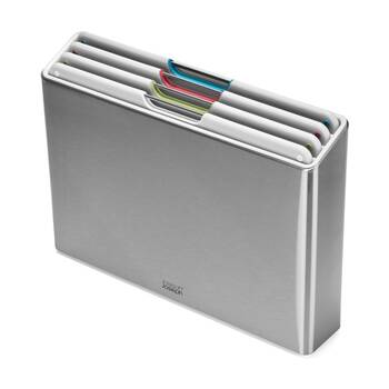 4pc Joseph Joseph Folio Chopping Board Set With Stainless Steel Organiser Stone