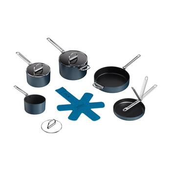 5pc Joseph Joseph Non-Stick Induction Space Cookware Set W/ Foldable Handle Blue