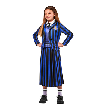 Wednesday Nevermore Blue Academy Uniform Net Costume Party Dress-Up - Size L