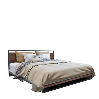 Milano Decor Single Azure Metal Bed Frame w/ Wooden Headboard - Black