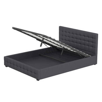 EDEN Double Gas Lift Bed Frame w/ Headboard - Dark Grey
