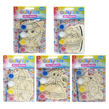 5x Crafty Mini's Plywood Shaped Paint Kit Pink Pack - Assorted