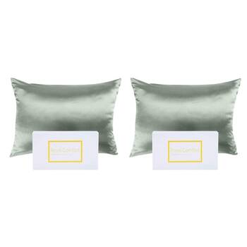 2PK Royal Comfort Mulberry Silk Pillowcase Twin Pack - Size: 51x76cm - Sage