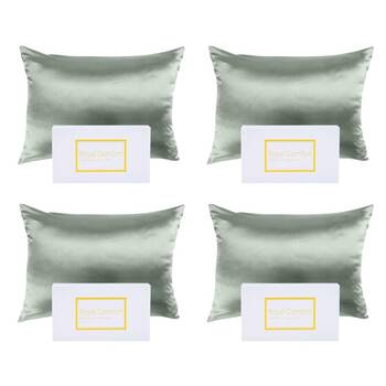 4PK Royal Comfort Mulberry Silk Pillowcase Twin Pack - Size: 51x76cm - Sage