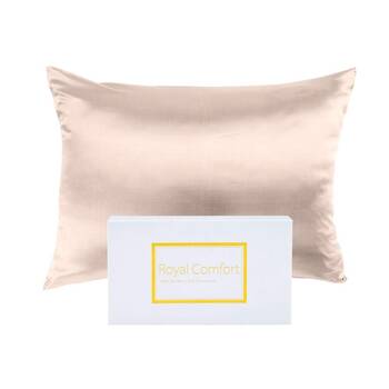 Royal Comfort Mulberry Silk Pillowcase Twin Pack - Size: 51x76cm - Champagne Pink