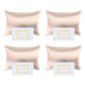 4PK Royal Comfort Mulberry Silk Pillowcase Twin Pack - Size: 51x76cm - Champagne Pink